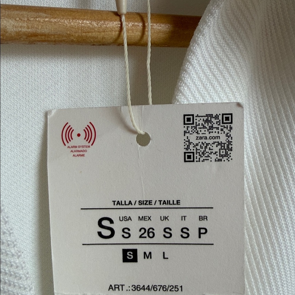 Zara Pique Midi Dress Oyster White Sleeveless & Gold Button Stretch V neck NWT S - Picture 13 of 14